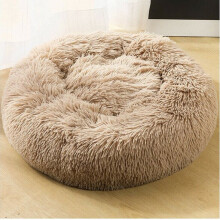(Light Coffee, 40cm) Plush Donut Pet Bed For Dogs & Cats | Dog Basket