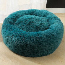 (Cyan, 50cm) Plush Donut Pet Bed For Dogs & Cats | Dog Basket