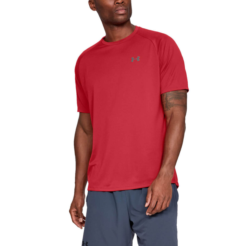 (S, Red) Under Armour Mens 2021 UA Tech 2.0 SS Crew Heatgear Wicking Training T-Shirt