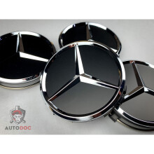 (Silver and Black ) Set of 4 Mercedes alloy wheel caps 60mm