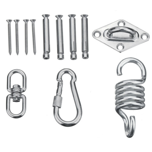 500LB Hammock Spring Swivel Snap Chair Hanging Kit Hook Ceiling Mount 1