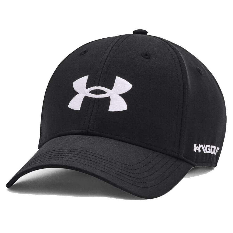 (One Size, Black/White) Under Armour Mens 2021 Golf96 Lightweight Woven Adjustable Baseball Cap