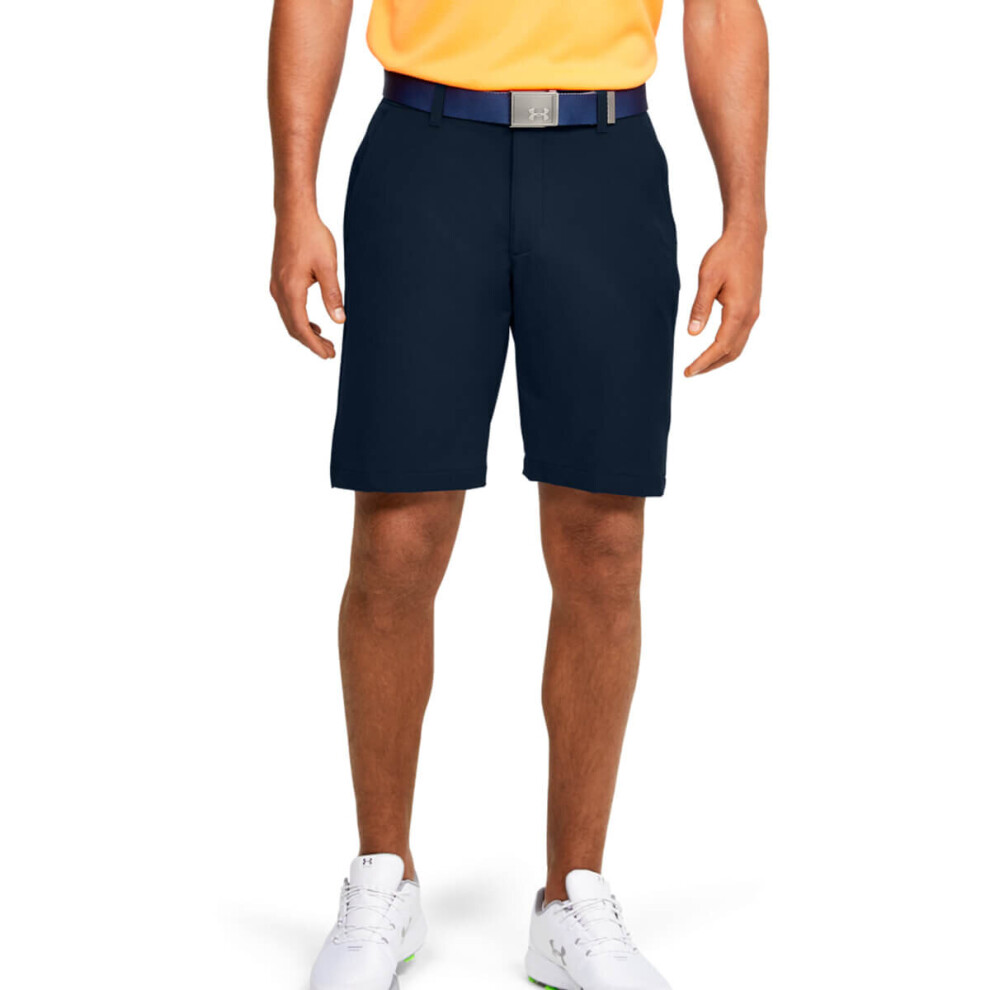 (30" Waist, Academy) Under Armour Mens 2021 Tech 4-Way Stretch Moisture Wicking Flat Front Shorts