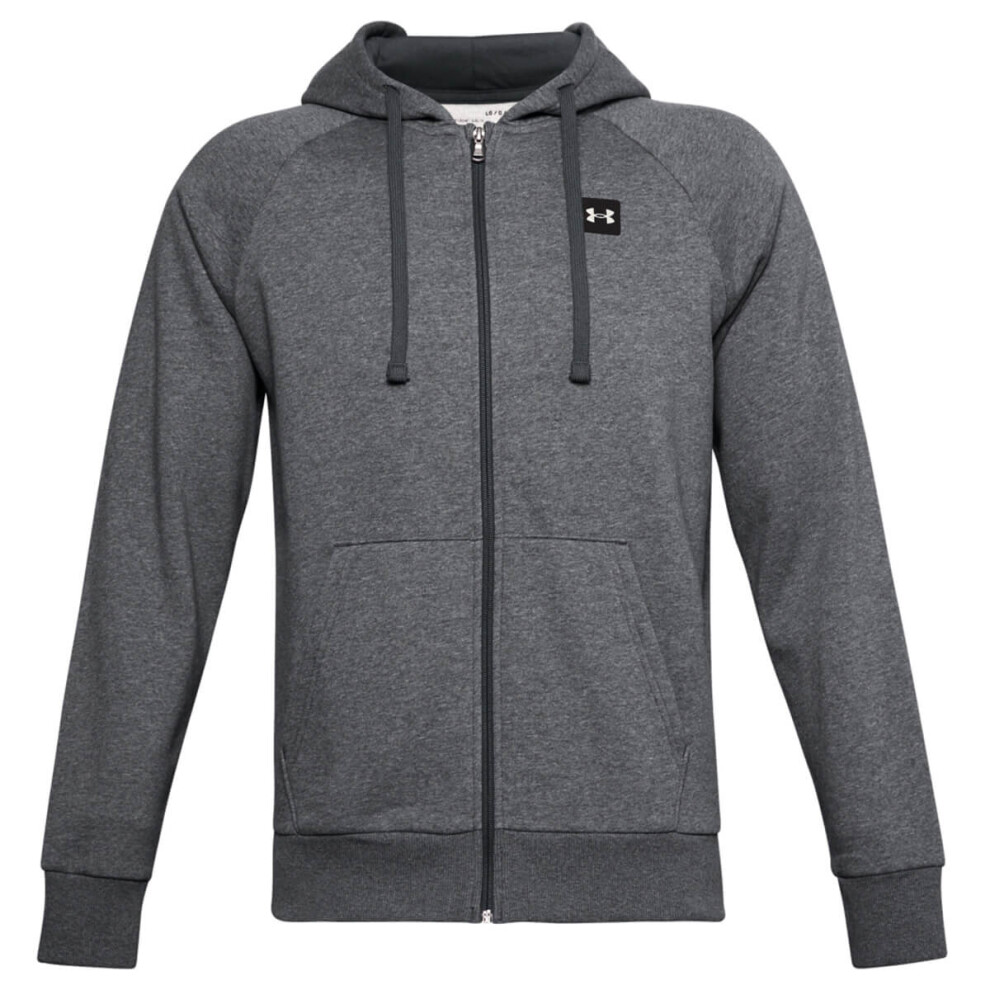 (XL, Pitch Grey/Light Heather) Under Armour Mens 2021 Rival Fleece Soft Brushed Raglan Full Zip Hoodie Hoody