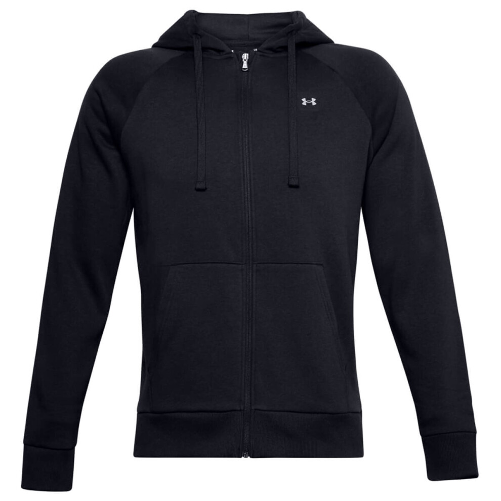 (L, Black) Under Armour Mens 2021 Rival Fleece Soft Brushed Raglan Full Zip Hoodie Hoody