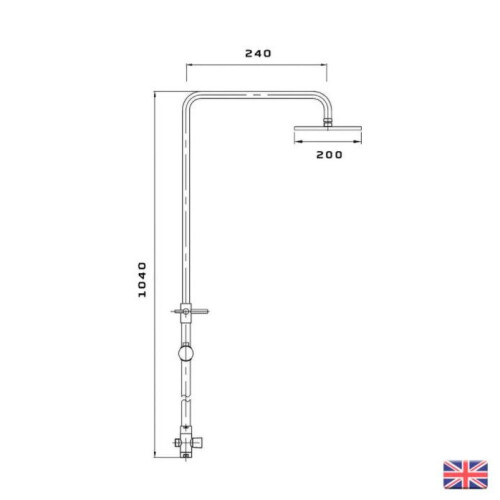 Waterfall Chrome Square 3 Way Rigid Riser Rail Shower Kit Bath Mixer Tap Set UK 1