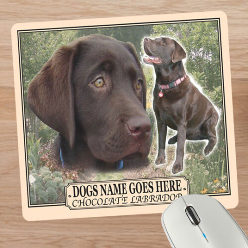 Personalised Chocolate Labrador Dog Breed Mouse Mat Gift