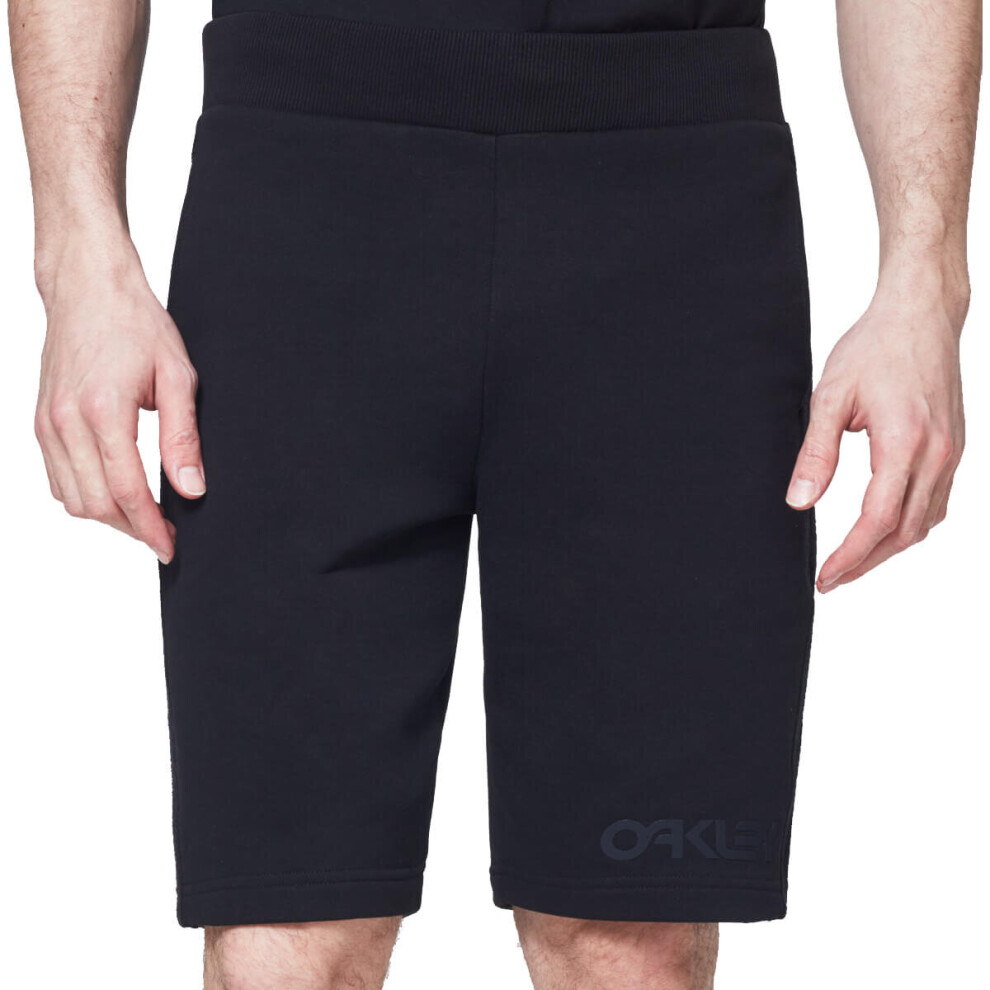 (S, Blackout) Oakley Mens Reverse Fleece Cotton Regular Fit Shorts