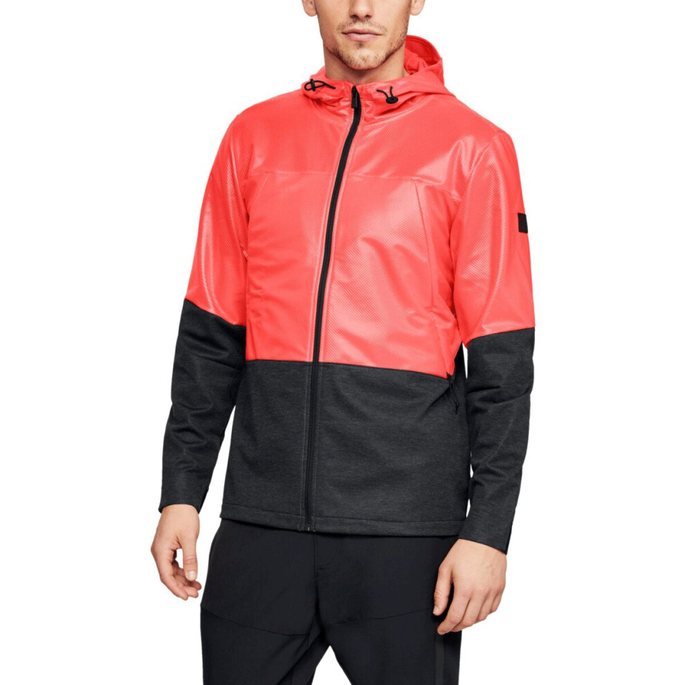 (M, Neon Coral) Under Armour Mens UA Swacket Lightweight UA Storm Jacket Coat Top