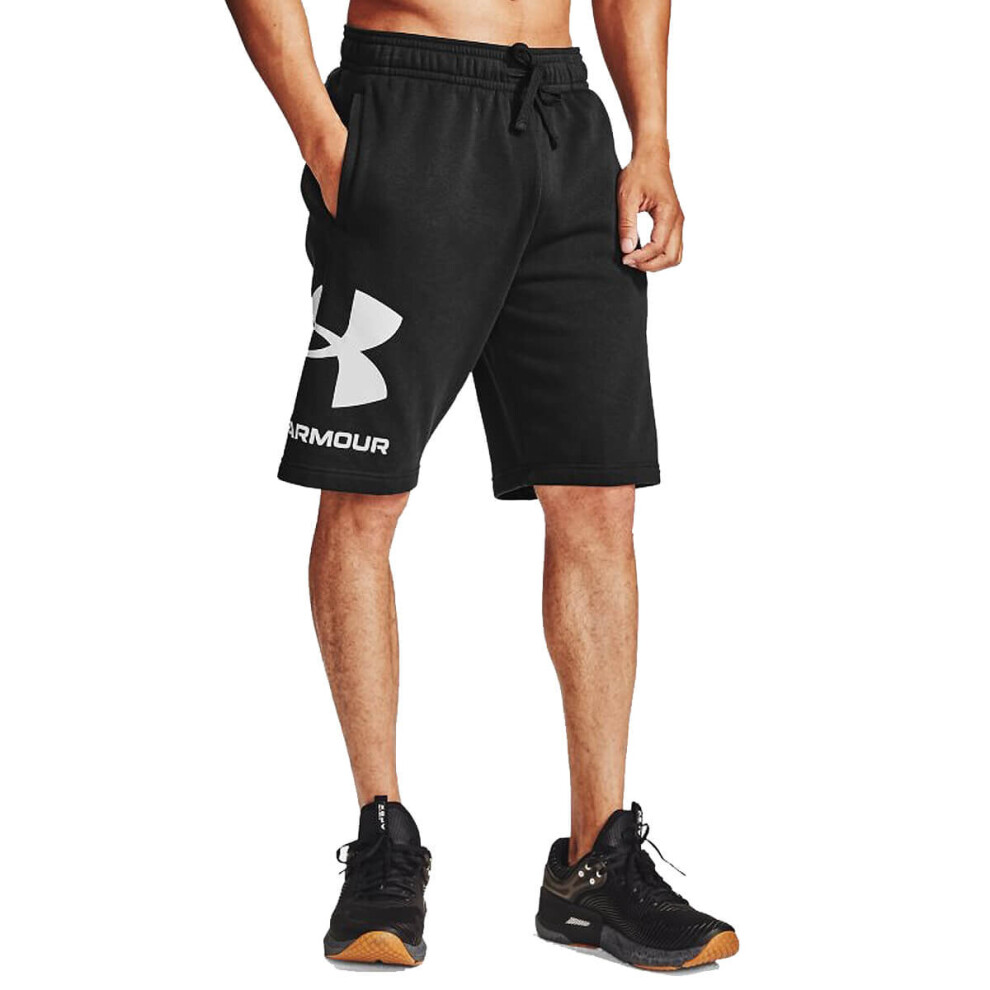 (XL, Black/Onyx White) Under Armour Mens 2021 Rival FLC Big Logo Soft Brushed Cotton Fleece Shorts