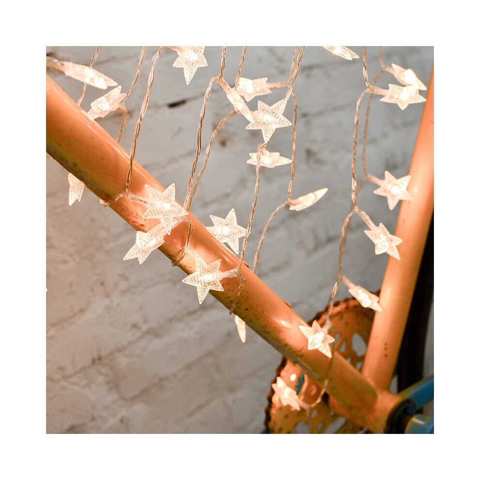 (Warm White, 7.5Meter 50Light) USB Star Shaped String Lights Wedding Christmas Curtain Decor