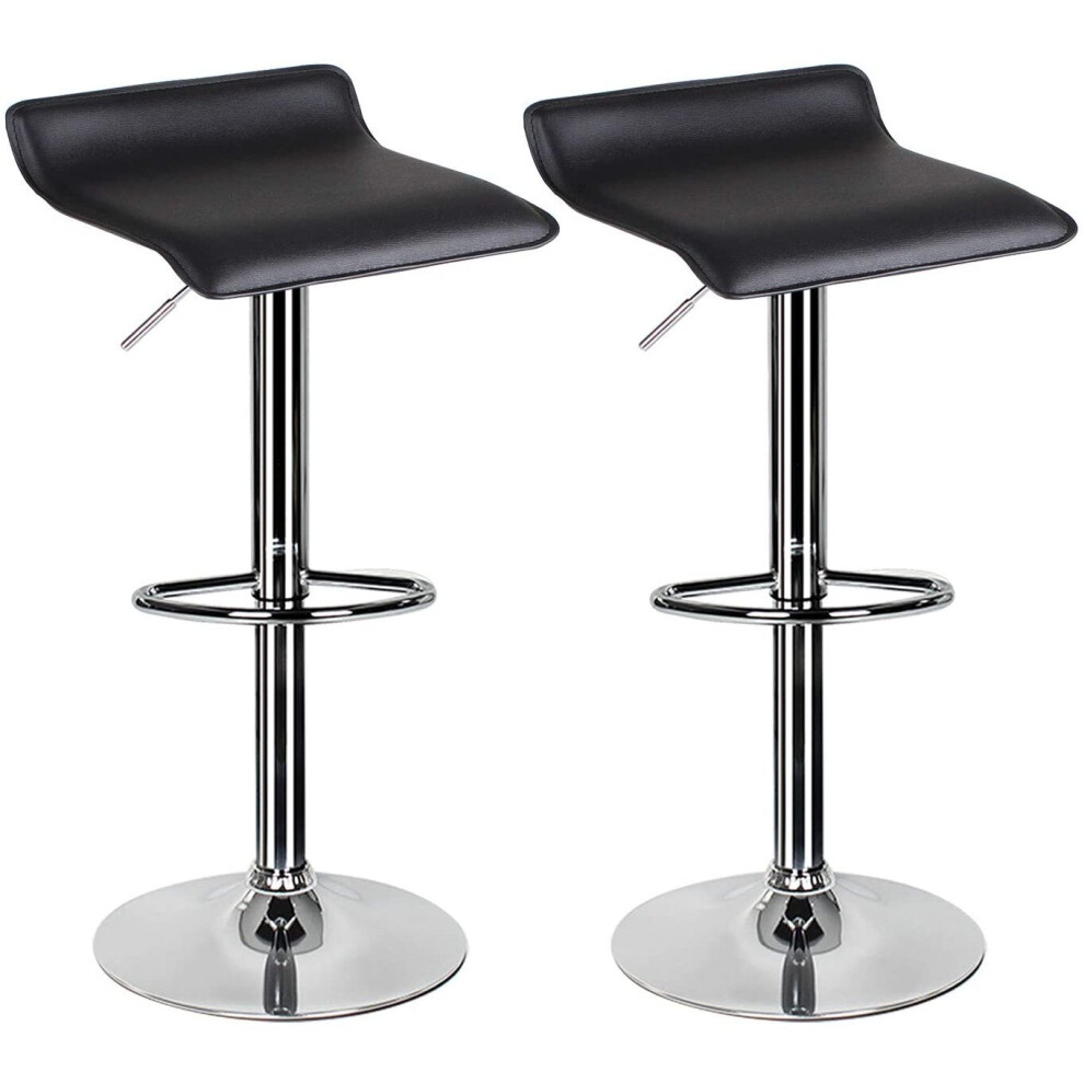 (Black) Pair of Black Bar Stools,Breakfast Bar Stool with Chrome Footrest and Base Swivel Gas Lift Elegant Leather Simple Bar Stool