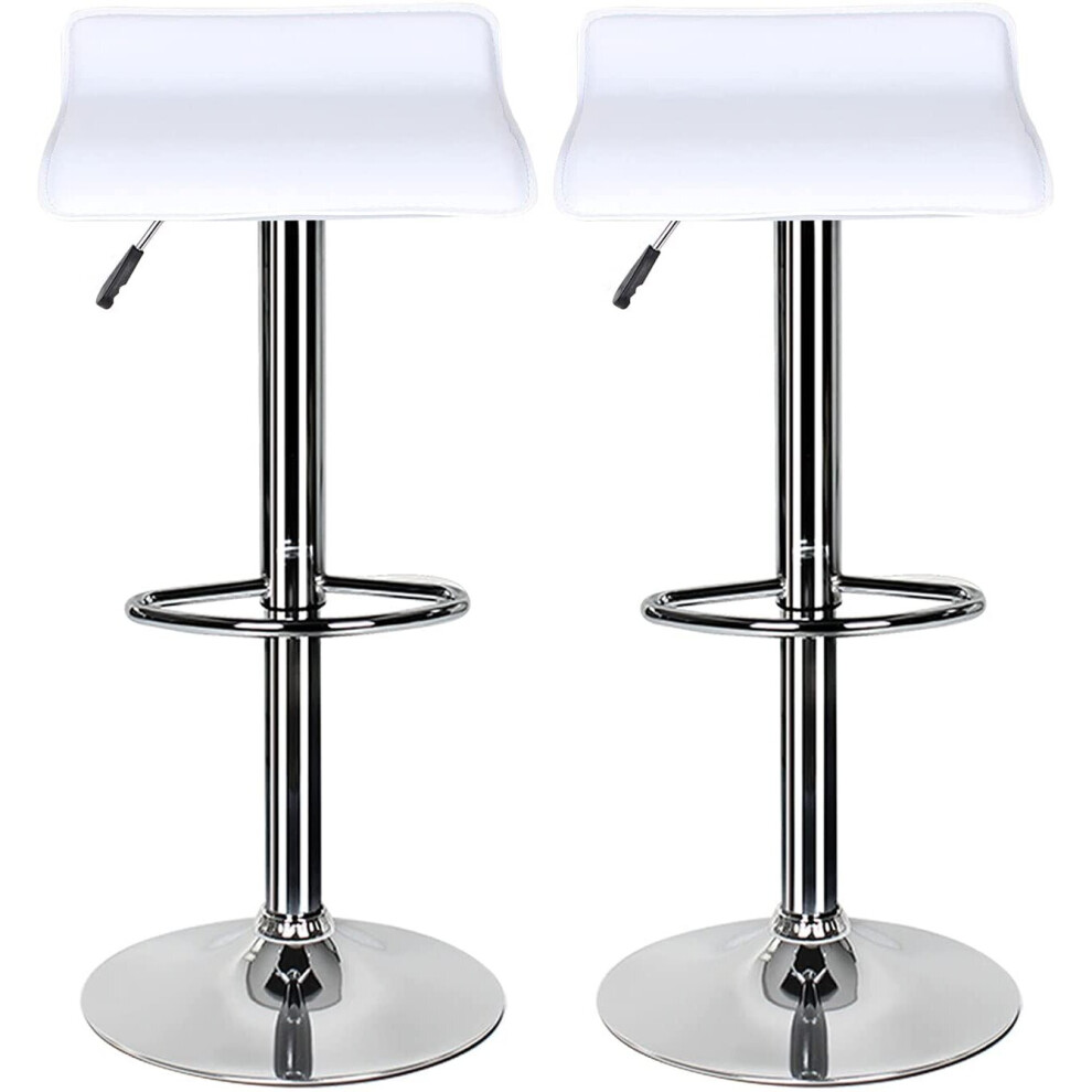 (White) Pair of Black Bar Stools,Breakfast Bar Stool with Chrome Footrest and Base Swivel Gas Lift Elegant Leather Simple Bar Stool