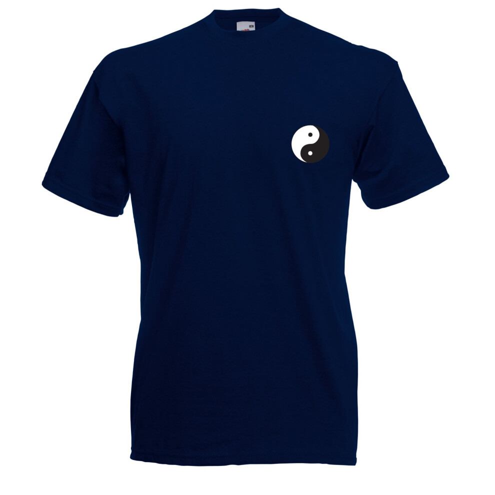 (Deep Navy, S) Ying And Yang Graphic High Quality T-Shirt, Tee, Men's, Unisex