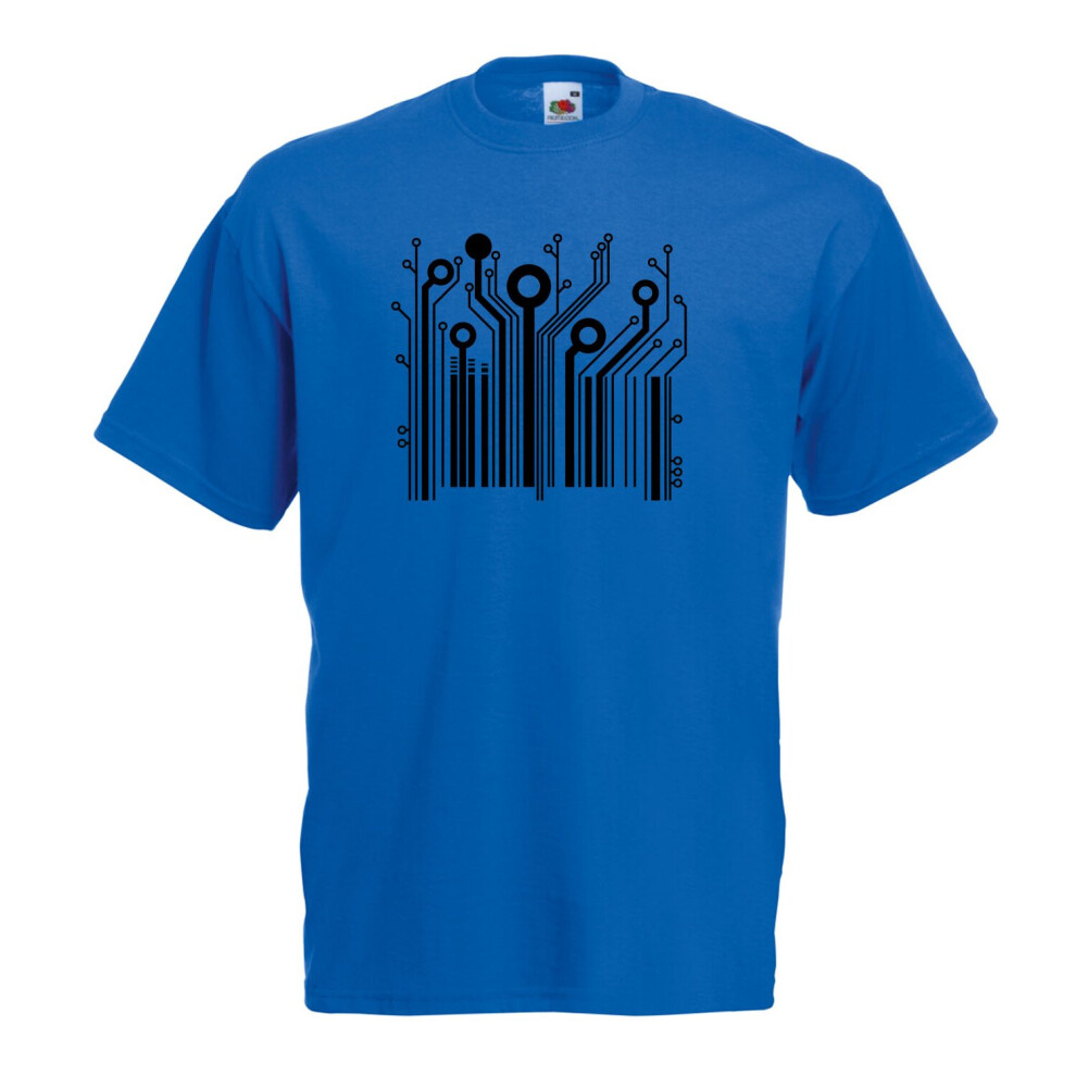 (Royal Blue, XL) Detailed Circuit Board Graphic High Quality T-Shirt, Tee, Men's, Unisex