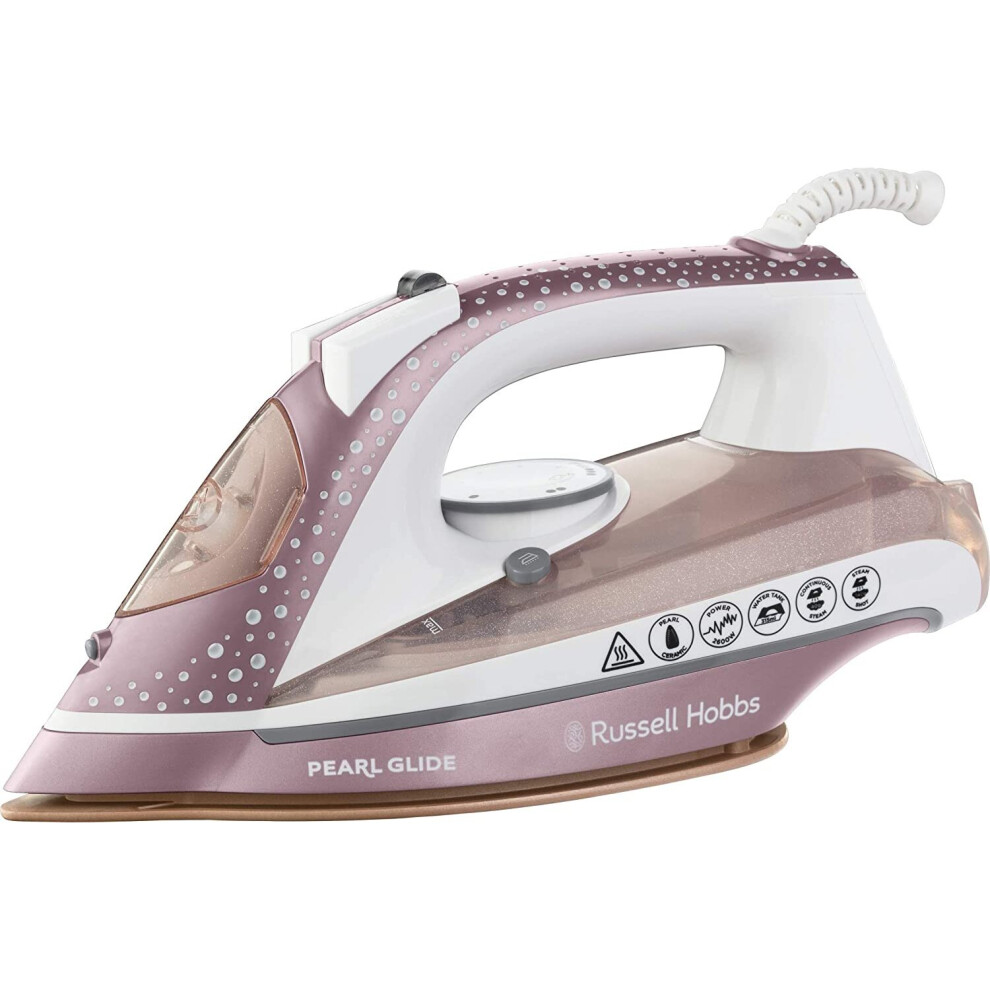 Russell Hobbs Pearl Glide Steam Iron with Pearl Infused Ceramic Soleplate, 315 ml Water Tank, Anti-Drip and Self-Clean Function 2600 W