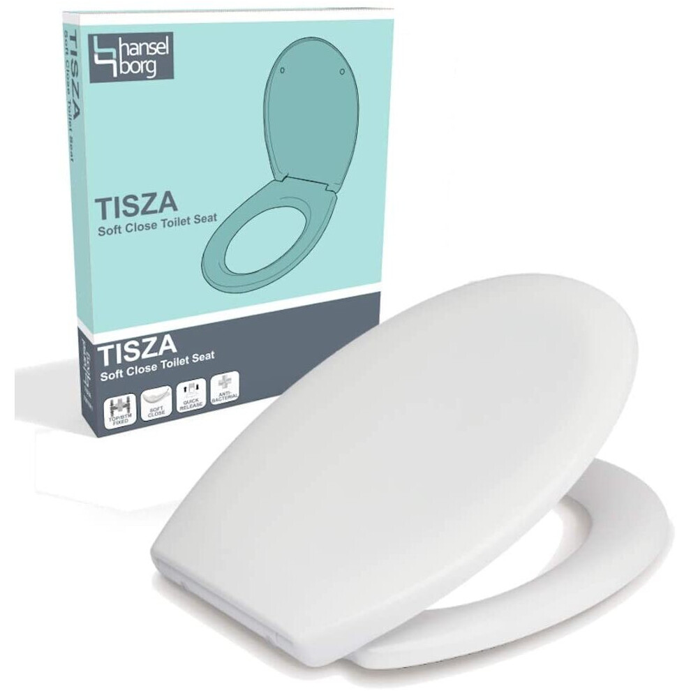 White Soft Close Duroplast Toilet Seat With Top/Bottom Fix And One-Button Quick Release, Easy Clean Anti-Bacterial 793118199178