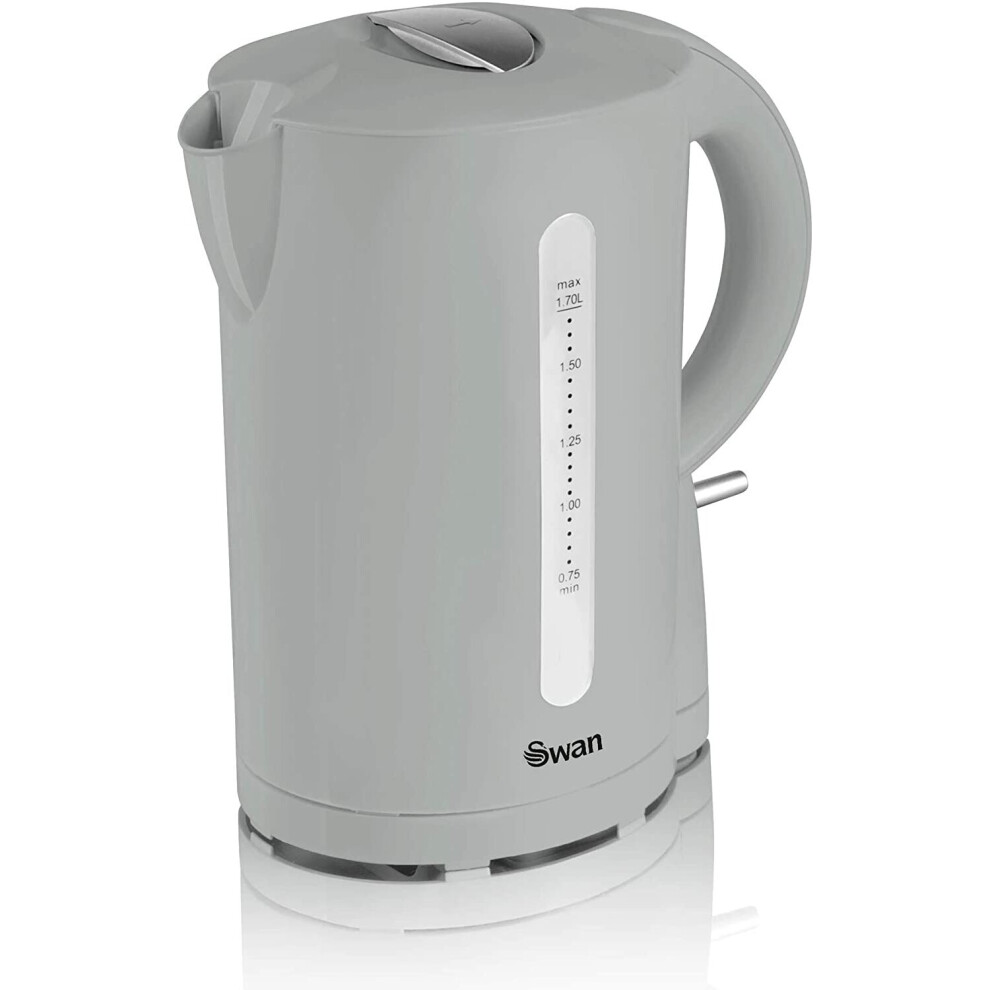 Swan Grey 1.7L Jug Kettle, Lightweight, Cordless Design, 1850-2200W, Rapid And Quiet Boil Red