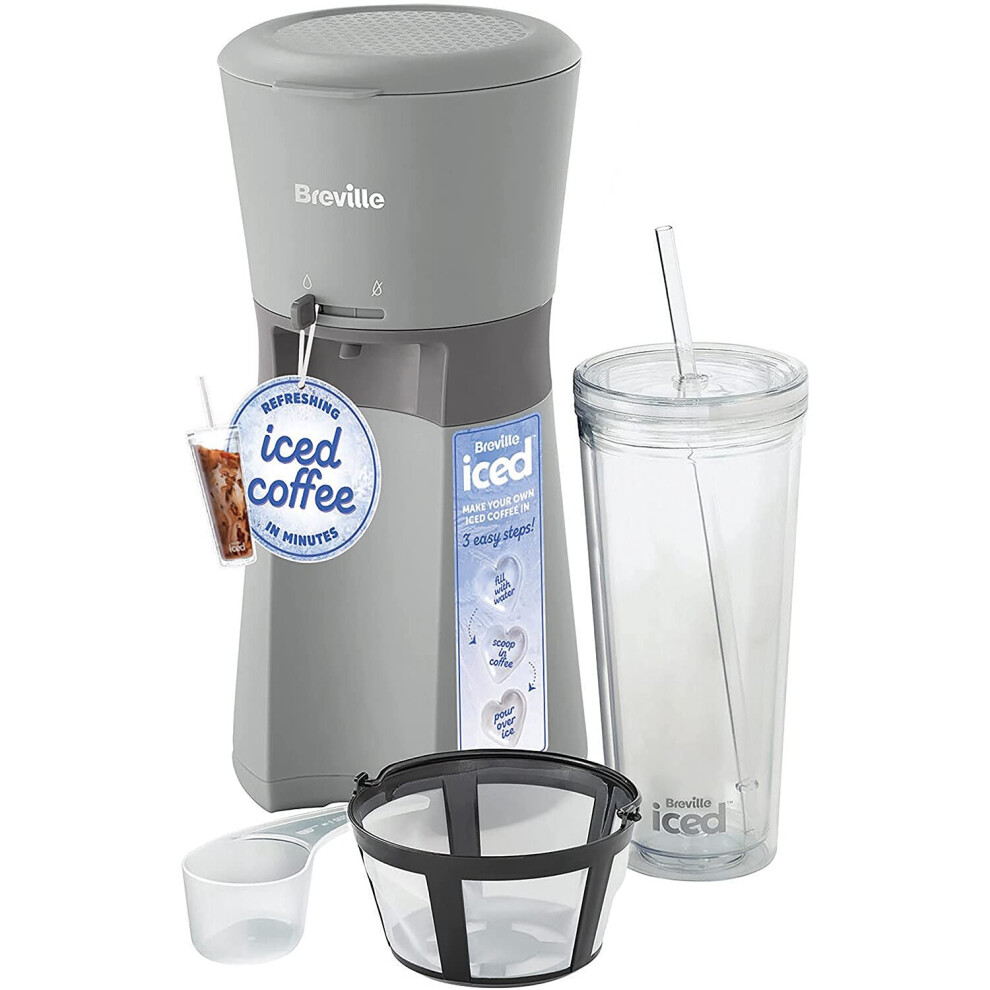 Breville Iced Coffee Maker | Plus Coffee Cup with Straw | Ready in Under 4 Minutes | Grey [VCF155]