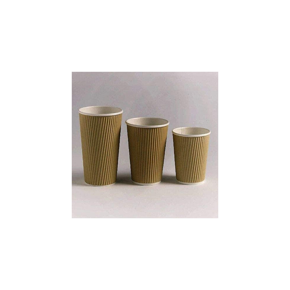 12oz. Brown Kraft Ripple Paper Cups Biodegradable Compostable Recyclable Great for Tea Coffee Hot Drinks Takeaway 100 Pack