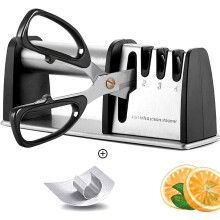 Knife Sharpener with 4 in 1 and Finger Protection Knife sharpeners Grinding Grooves Made of Diamond Tungsten Steel and Ceramic
