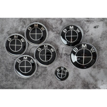 (Black ) Full Set of BMW Boot Bonnet Badges wheel caps x7