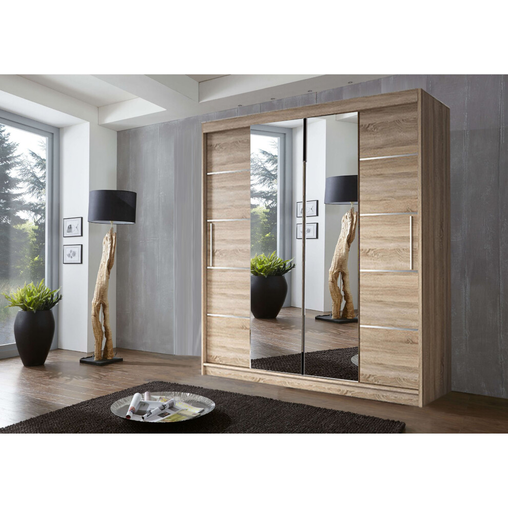 (150 cm, Oak/Sonoma) Oslo Sliding Door Wardrobe In 4 sizes and 4 Colors