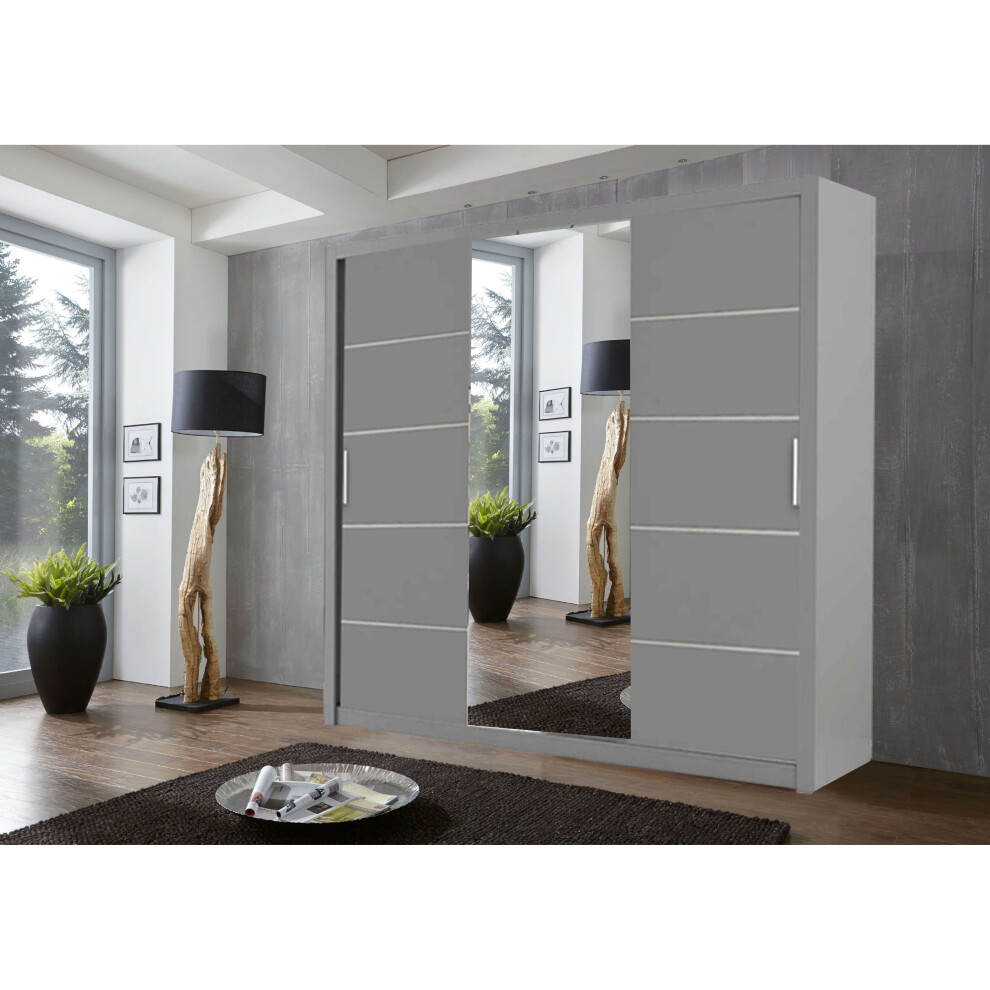 (250 cm, Grey) Oslo Sliding Door Wardrobe In 4 sizes and 4 Colors