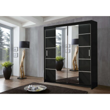 (150 cm, Black) Oslo Sliding Door Wardrobe In 4 sizes and 4 Colors