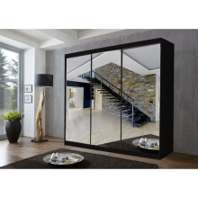 (250 cm, Black) Modern Milan Wardrobe In 6 Sizes 4 Colors