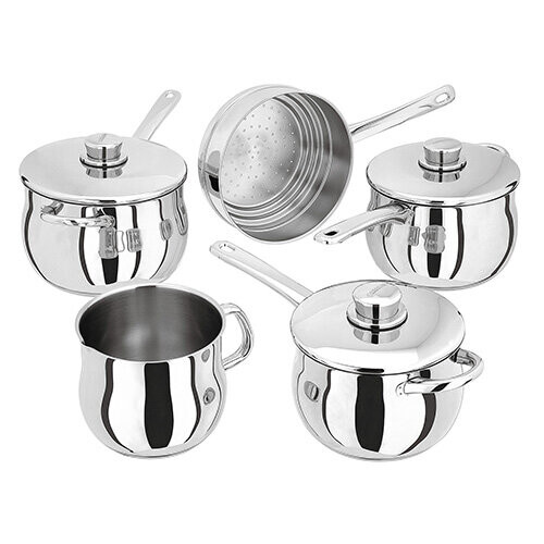 Stellar Stellar S1F5B 1000 Deep Saucepan Set, Stainless Steel