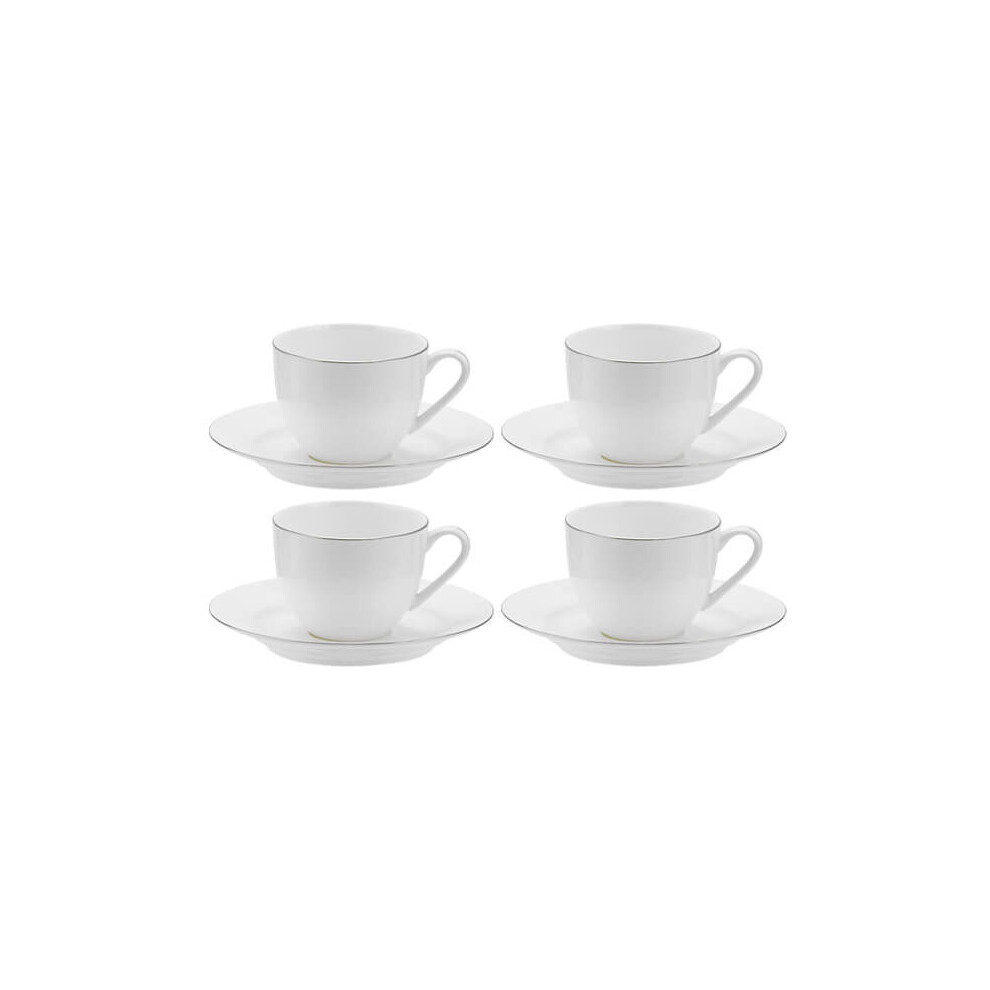 Royal Worcester Serendipity Platinum Set of 4 Teacup & Saucers