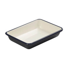 Tala Originals Small Enamelled Roaster in a Indigo & Ivory Colours, Measuring 28cm x 21cm x 5.5cm