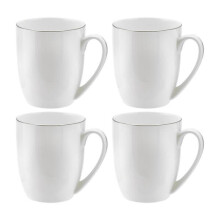 Royal Worcester Serendipity Platinum Set of 4 Barrel Shape Mugs