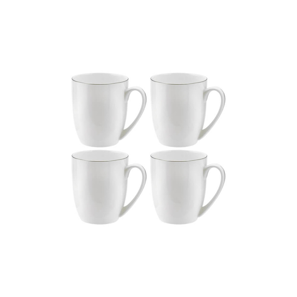 Royal Worcester Serendipity Platinum Set Of 4 Barrel Shape Mugs