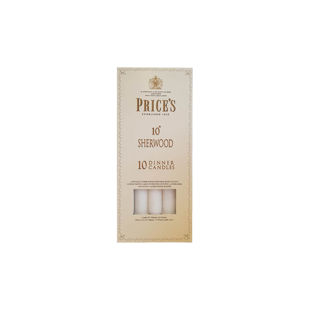 Prices 10" Sherwood Candle White Pack Of 10