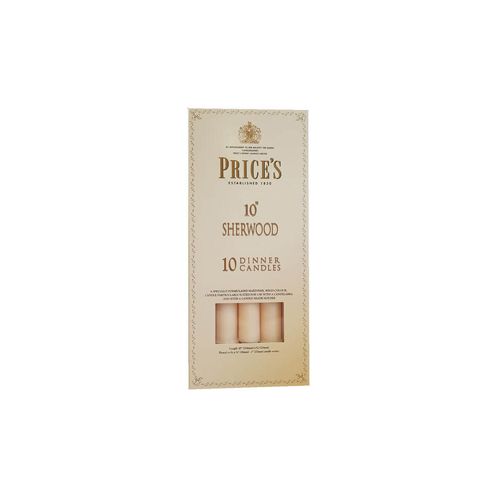 Price's Candles Prices 10" Sherwood Candle Pack Of 10 Ivory