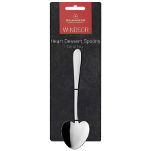 Windsor Carded 4HDWDR/C Cutlery Collection Heart Shaped Dessert Spoon Set, 4 Pack, Stainless Steel Design