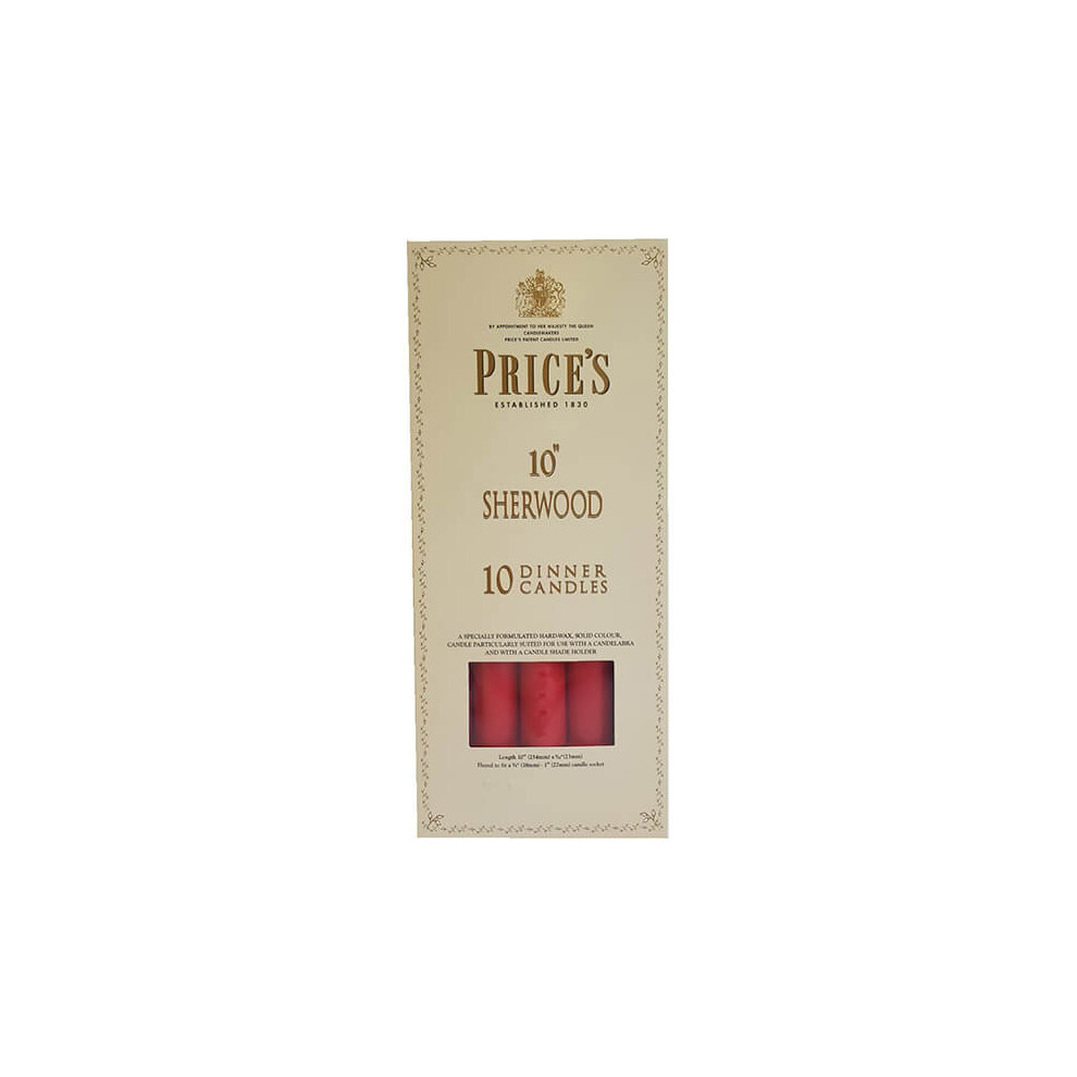 Prices 10" Sherwood Candle Red Pack Of 10