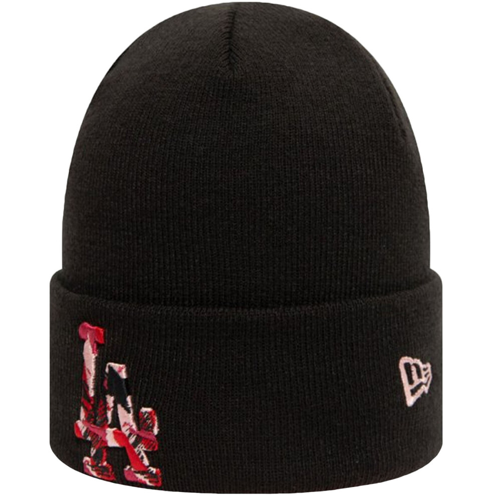 New Era Unisex Adults LA Dodgers Camo Logo Cuff Winter Beanie Hat - Black