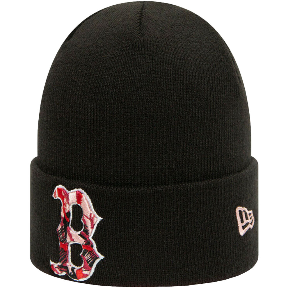 New Era Unisex Adults Boston Red Sox Camo Logo Cuff Winter Beanie Hat - Black