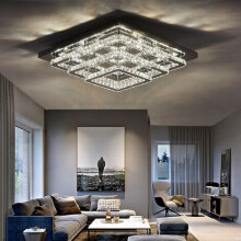 (70cm 3 Level-Square, Adjustable) Modern LED Ceiling Light Crystal Flush Chandelier