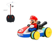 (red) Super Mario 1:16 RC Car - 2.4GHz Four-Way Remote, Lights & Music, Steering-Wheel Control, Realistic ABS Toy