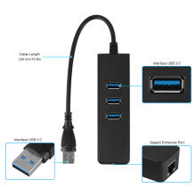 3 Ports USB 3.0 Hub 10/100/1000 Gigabit Ethernet LAN Network Adapter USB 3.0 to LAN RJ45 for PC Laptop