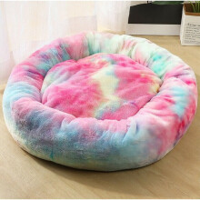 (Multicolor A, 40cm) Plush Donut Pet Bed For Dogs & Cats | Dog Basket