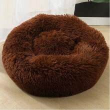 (Dark Coffee, 40cm) Plush Donut Pet Bed For Dogs & Cats | Dog Basket