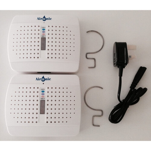 Aironic Rechargeable Twin Pack Mini Dehumidifier with Hooks 2