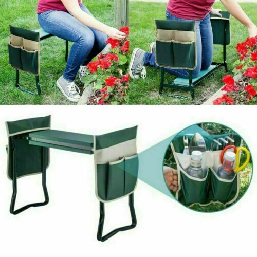 Portable Folding Garden Seat Tool Bag Green 1
