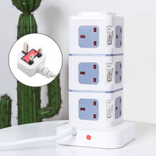 Tower Extension Lead 3M Multi Socket 4 USB Switched Surge Protected