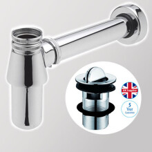 CHROME BOTTLE TRAP WASTE BATHROOM BASIN SINK PIPE SWIVEL WASTE
